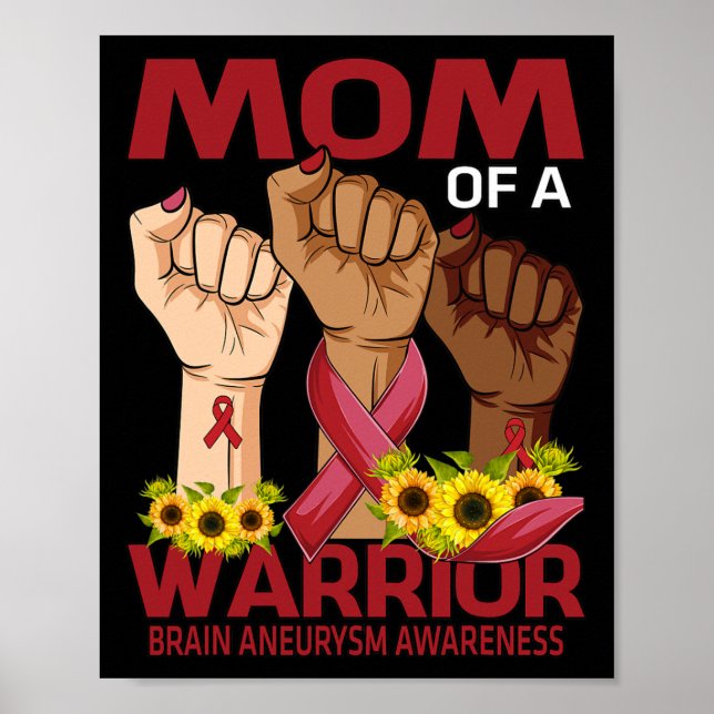 Hand Mum Of A Warrior Brain Aneurysm Awareness Sun Poster (Front)
