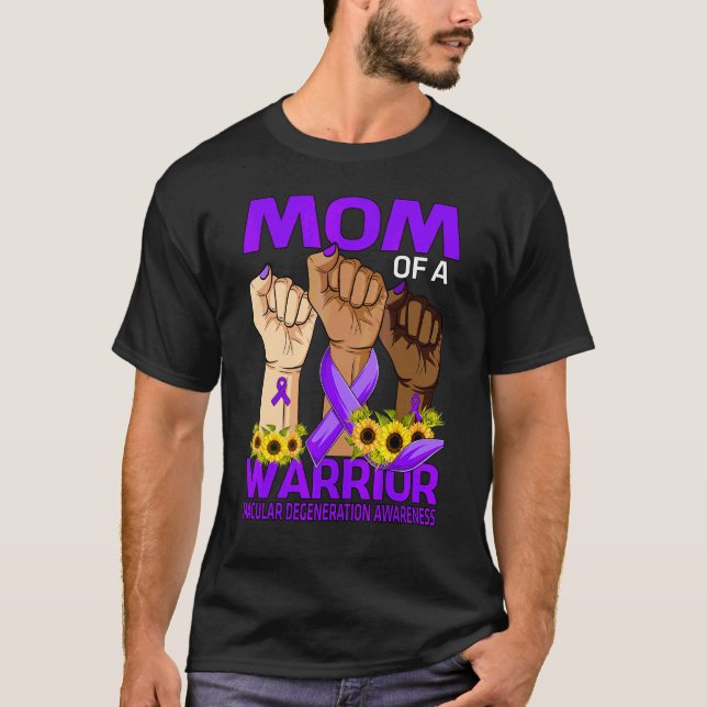Hand Mum Of A Warrior Macular Degeneration Awarene T-Shirt (Front)