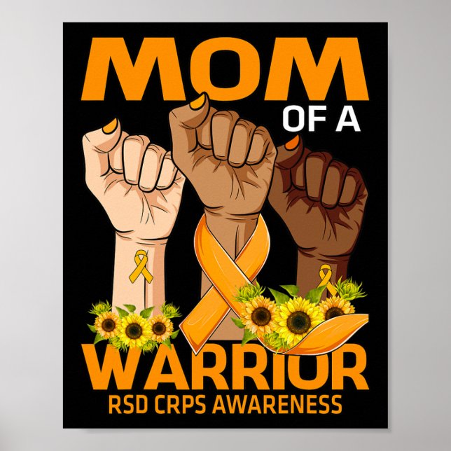 Hand Mum Of A Warrior RSD CRPS Awareness Sunflower Poster (Front)