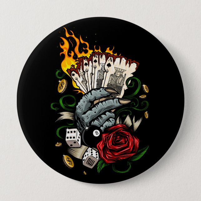 Hand Of Cards 10 Cm Round Badge (Front)