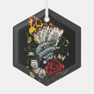 Hand Of Cards Glass Tree Decoration