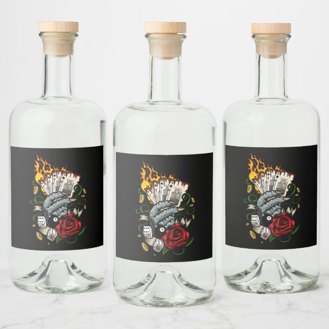 Hand Of Cards Liquor Bottle Label (Bottles)