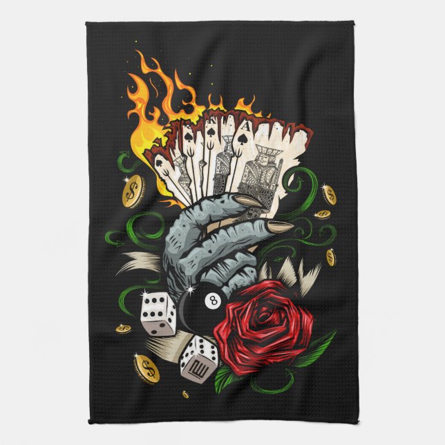 Hand Of Cards Tea Towel (Vertical)