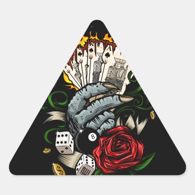 Hand Of Cards Triangle Sticker (Front)