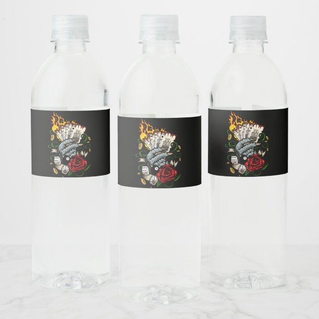 Hand Of Cards Water Bottle Label (Bottles)