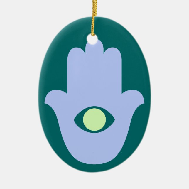 Hand of Fatima Ceramic Tree Decoration (Front)