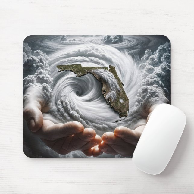 Hand Of God Holding Florida in a Hurricane Mouse Mat (With Mouse)