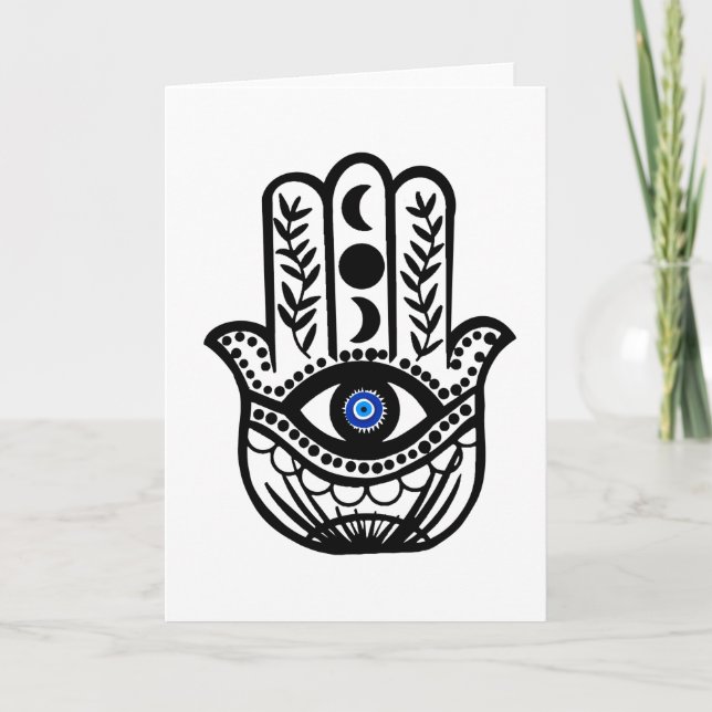 Hand of Hamsa Fatima Evil Eye Card (Front)