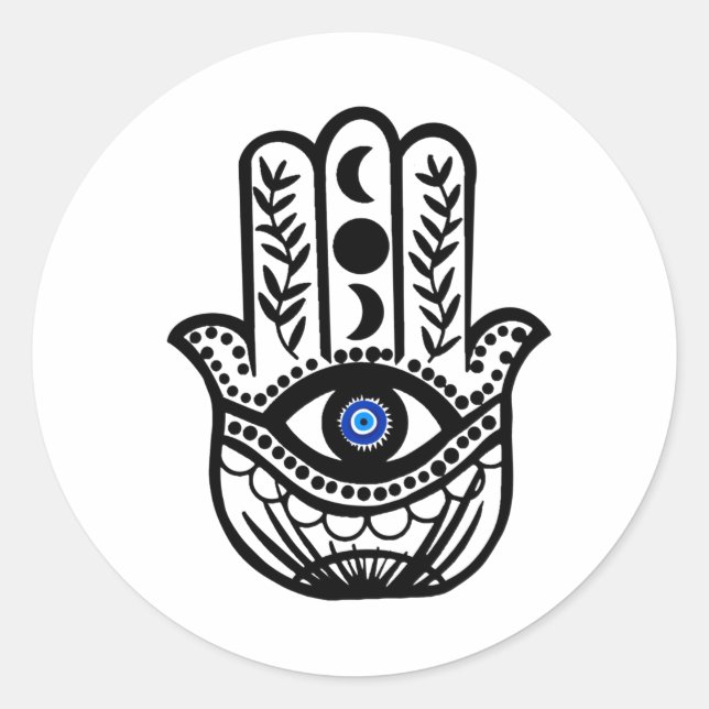 Hand of Hamsa Fatima Evil Eye Classic Round Sticker (Front)