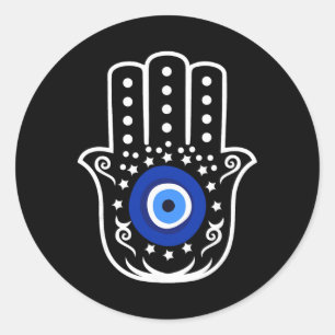 Hand Of Hamsa Fatima Turkish Tiger Eye Evil Protec Classic Round Sticker