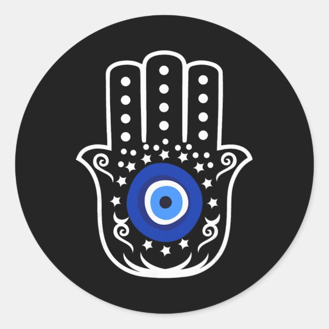 Hand Of Hamsa Fatima Turkish Tiger Eye Evil Protec Classic Round Sticker (Front)