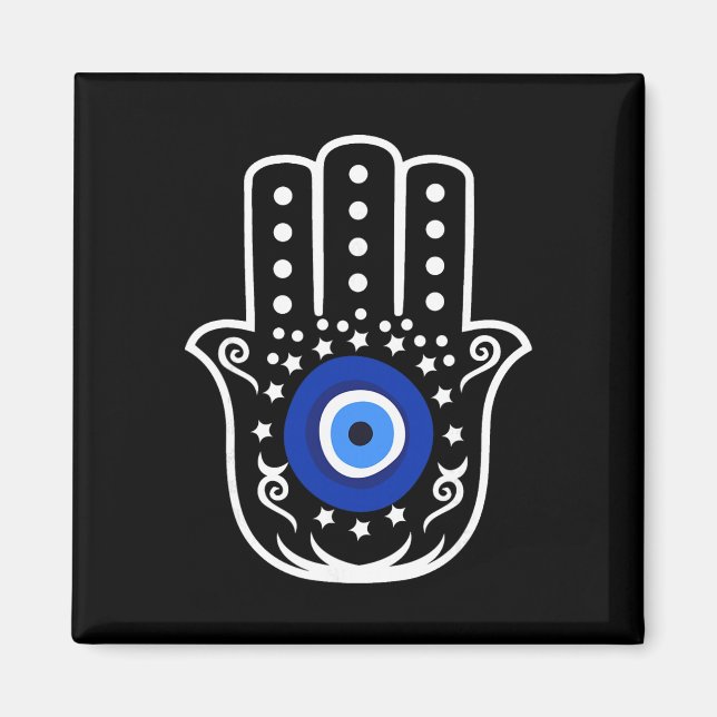 Hand Of Hamsa Fatima Turkish Tiger Eye Evil Protec Magnet (Front)