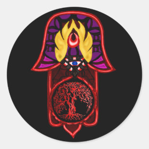 Hand of Hamsa feat: Tree of Life 3 Classic Round Sticker