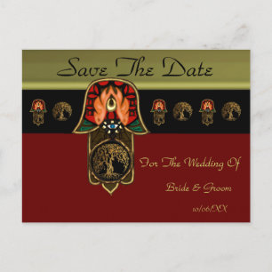 Hand of Hamsa feat: Tree of Life (Save The Date) Announcement Postcard