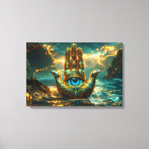 HAND OF HAMSA – HAND OF FATIMA – ZEN BUDDHISM CANVAS PRINT