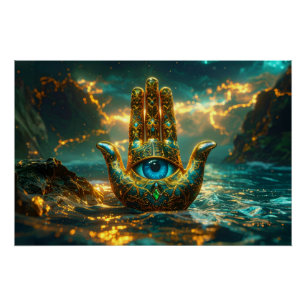 HAND OF HAMSA – HAND OF FATIMA – ZEN BUDDHISM POSTER