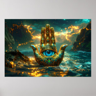 HAND OF HAMSA – HAND OF FATIMA – ZEN BUDDHISM POSTER