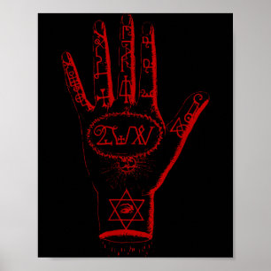Hand of Mysteries Satanic Pentagram Sigil of Poster