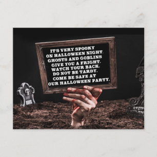 Hand of the Dead Bloody Text Halloween Party Invitation