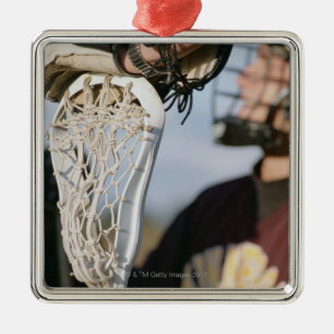 Hand on a Lacrosse Stick Metal Tree Decoration