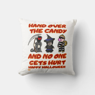 "HAND OVER THE CANDY" funny halloween Cushion