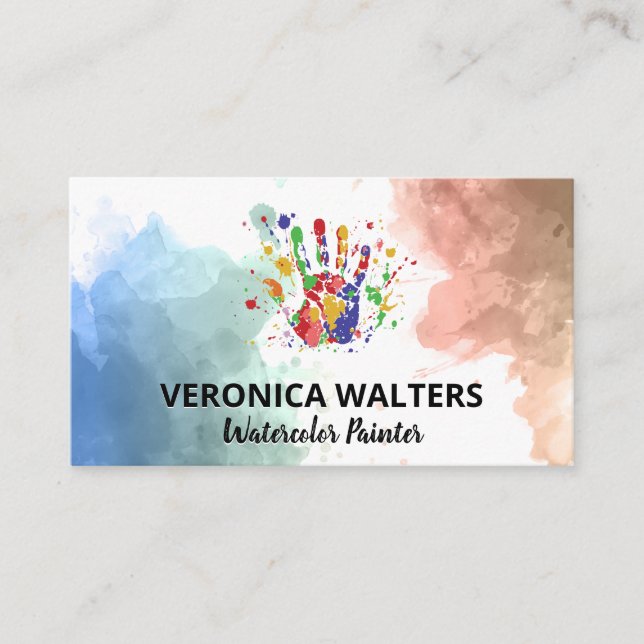 Hand Paint Watercolor | Creative Arts Loyalty Card (Front)