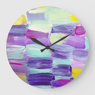 Hand Painted Abstract Art Background Large Clock