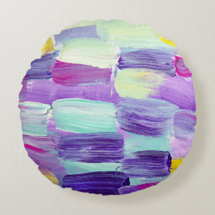 Hand Painted Abstract Art Background Round Cushion