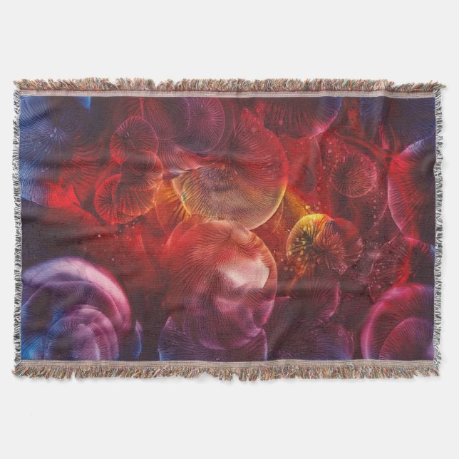 Hand Painted Abstract Fantasy Painting Throw Blanket (Front)