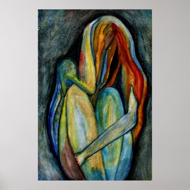 Hand Painted Abstract Female Modern Watercolor Poster (Front)