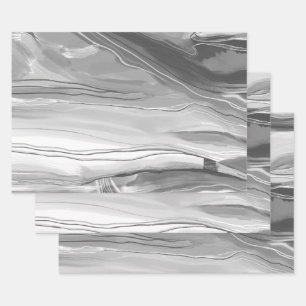 Hand painted abstract painting marbled black white wrapping paper sheet