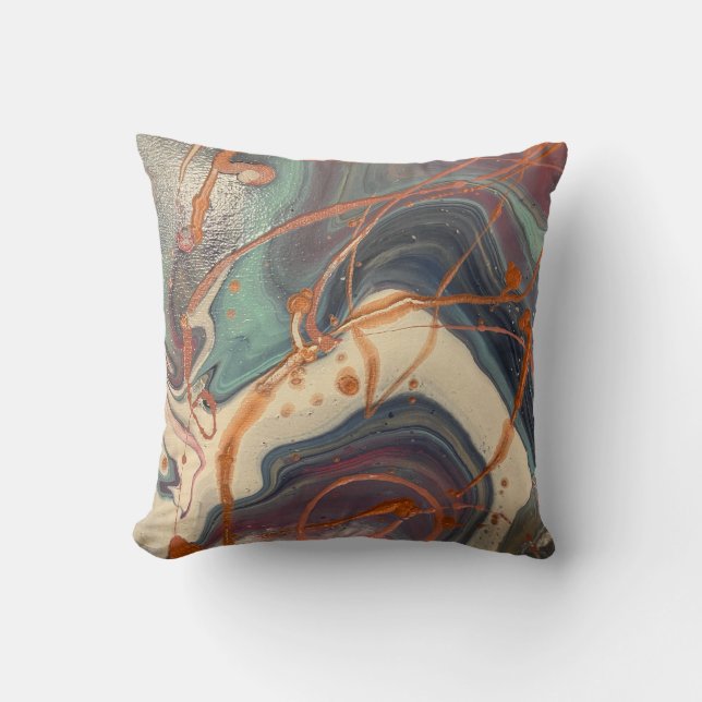 Hand Painted Abstract Pillow (Front)