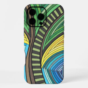 Hand Painted Abstract Tree and Geometry Design iPhone 16 Pro Max Case