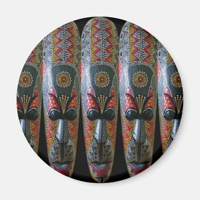 Hand Painted African Tribal Mask Magnet (Front)