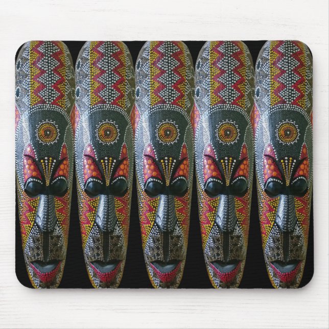 Hand Painted African Tribal Mask Mouse Mat (Front)