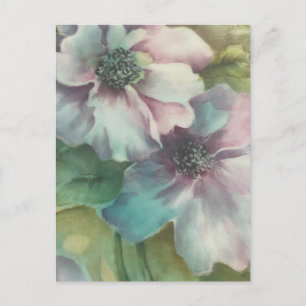 Hand-Painted Anemones Art Postcard   Pastel Floral