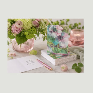 Hand-Painted Anemones “Thank you” Card — Folded,