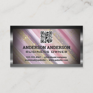 Hand Painted Artistic   Gold Flakes   QR Code Business Card