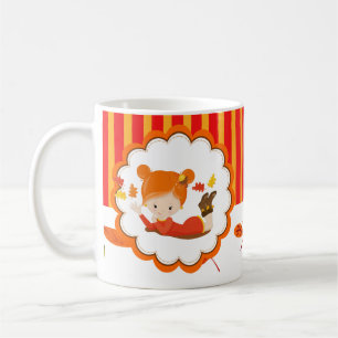 Hand Painted Autumn Adorable Girl Coffee Mug