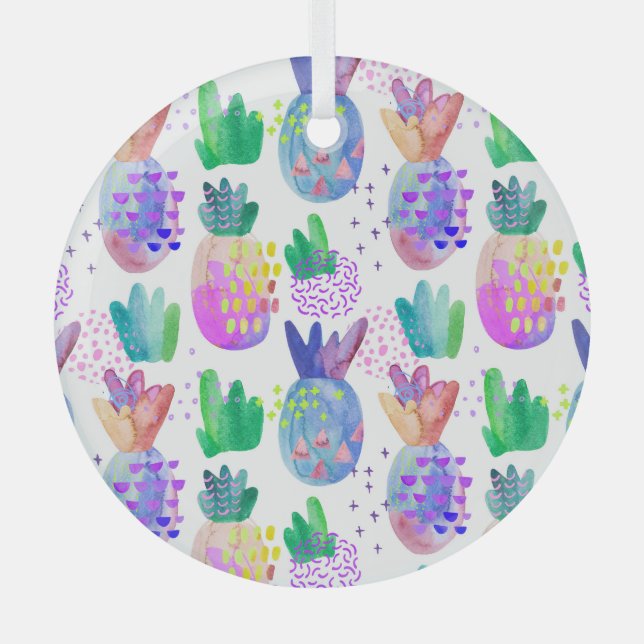 Hand-painted autumn flowers, seamless pattern. glass tree decoration (Front)