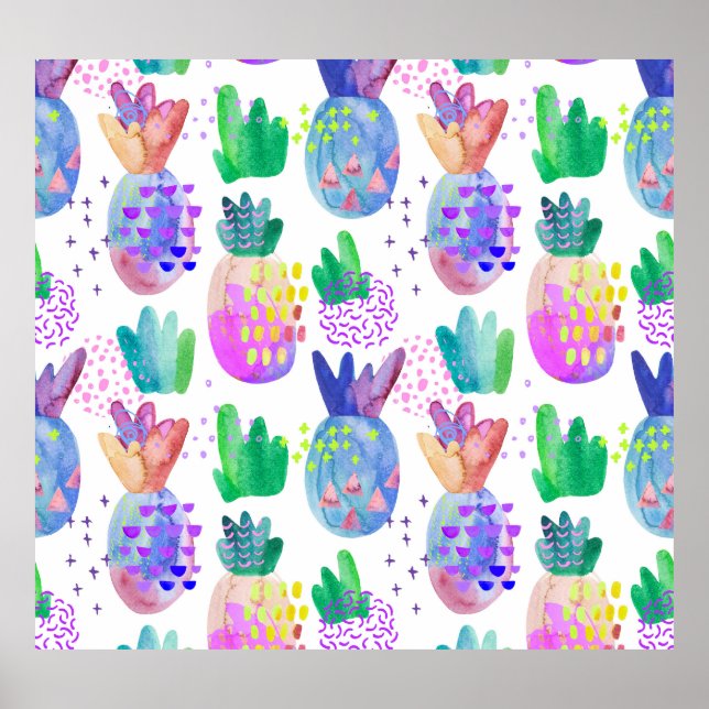 Hand-painted autumn flowers, seamless pattern. poster (Front)