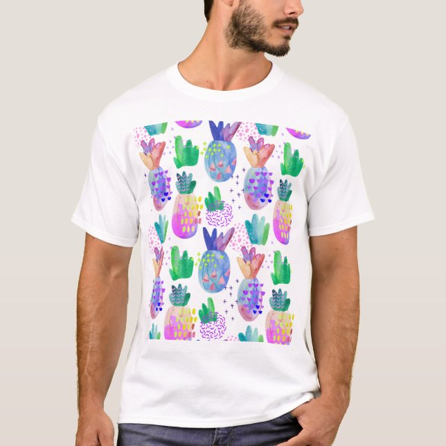 Hand-painted autumn flowers, seamless pattern. T-Shirt (Front)