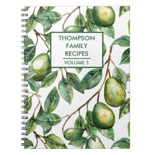 Hand painted Avocado tree Personalised Recipe Notebook