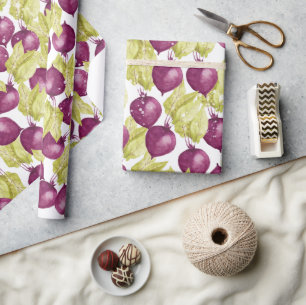 Hand-painted Beetroot Watercolor Pattern Wrapping Paper