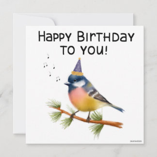Hand-painted Bird Birthday Card