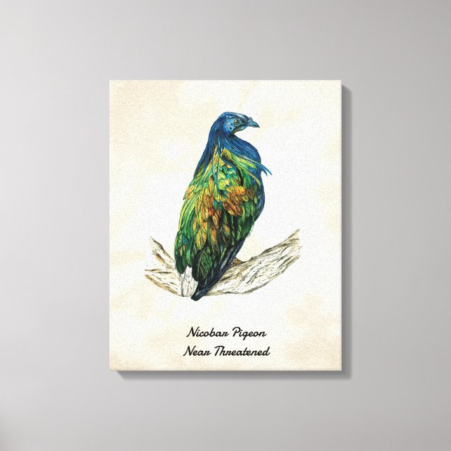 Hand Painted Bird Print on Canvas (Front)