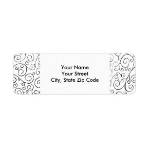 Hand-Painted Black Curvy Pattern on White label