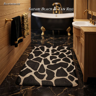 Hand-Painted Black Tan Safari Giraffe Spots Bath Mat