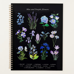 hand painted blue and purple flower collection planner