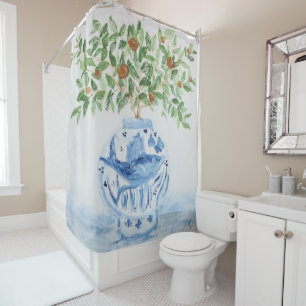 Hand Painted Blue and White Ginger Jar Shower Curtain
